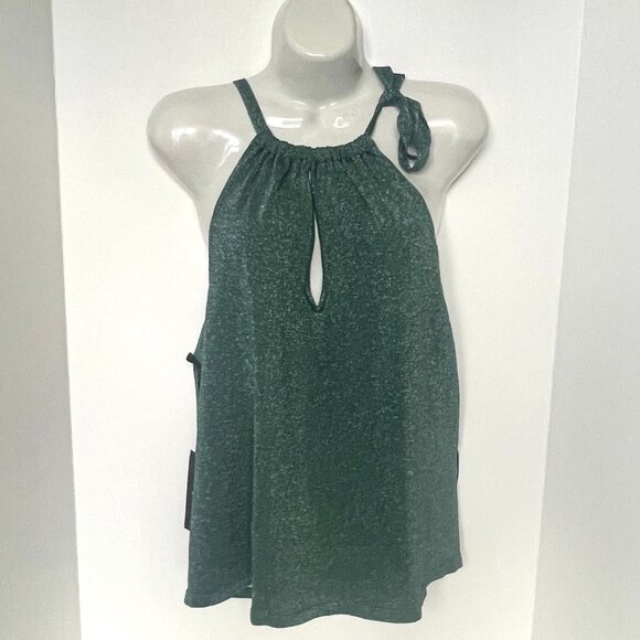 Pinko Valdemoro Lurex Knit Halter Top Green Metallic Sleeveless S - Picture 2 of 12